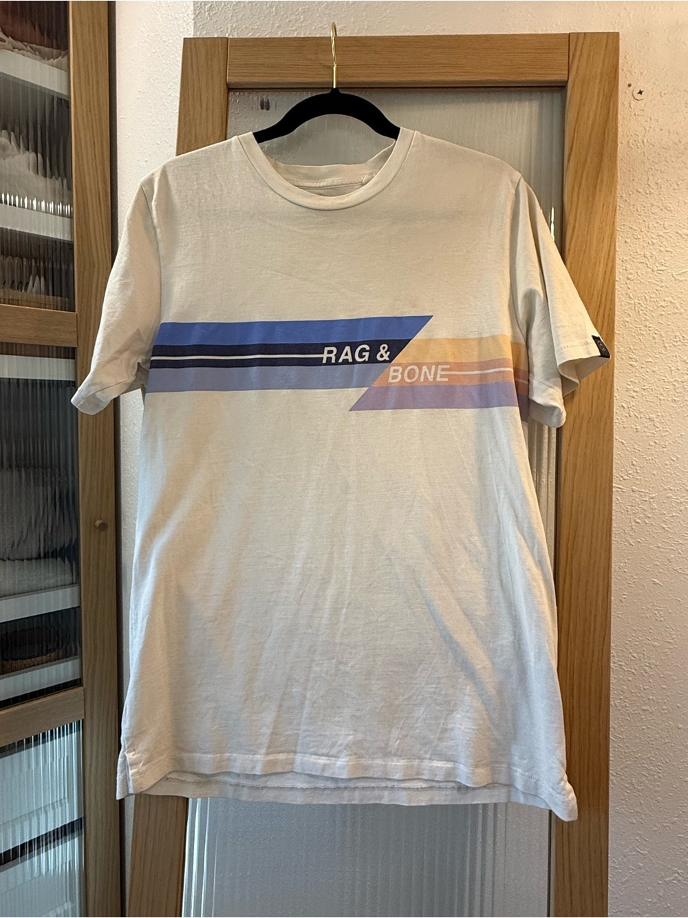 Rag & Bone Men’s White Graphic Stripe T-Shirt